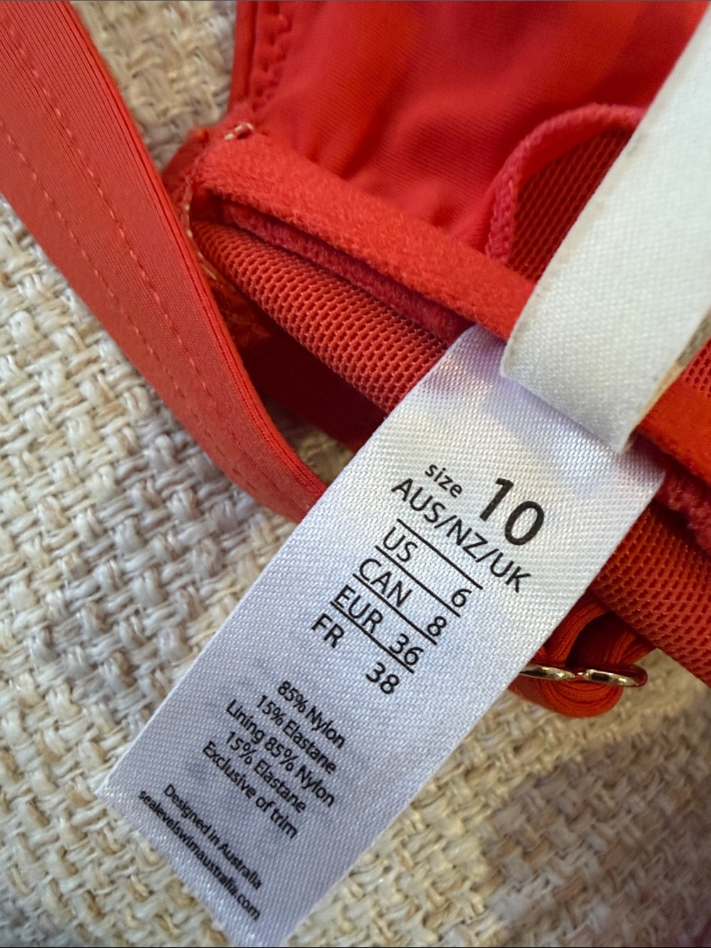 Sea Level/Aerie Red Two-Piece Bikini Set - Textured aerie Bottoms S Sz 6 SL Top - Picture 7 of 11